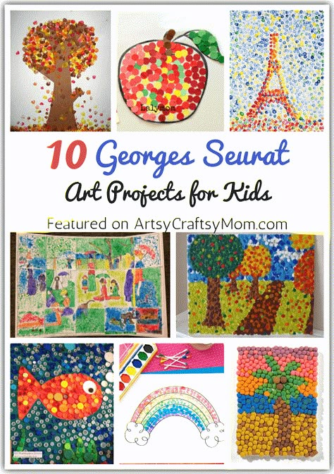 Seurat Art Projects For Kids, Seurat Art, George Seurat, Famous Artists For Kids, Art Ideas For Kids, Artist Project, Art Projects For Kids, Georges Seurat, Art Lessons For Kids