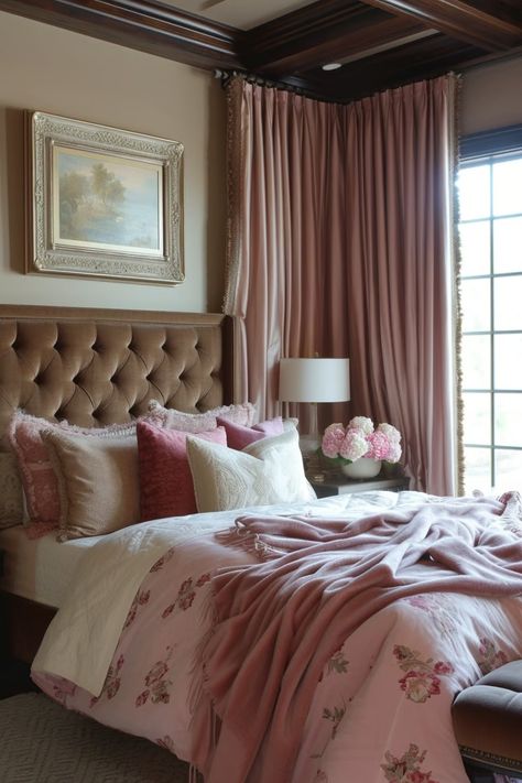 23 Pink and Brown Bedroom Ideas to Make Your Space Stand Out Girly Grown Up Bedroom, Brown And Mauve Bedroom, Pink And Brown Room Aesthetic, Moody Pink Bedroom, Pink And Brown Room, Pink And Brown Bedroom Ideas, Pink And Brown Bedroom, Brown Bedroom Ideas, Brown Room