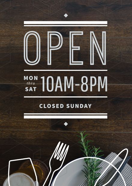 Opening Hours Sign, Store Hours Sign, Business Hours Sign, Open & Closed Signs, Cafe Window, Print Marketing, Store Signage, Open Sign, Create Brand