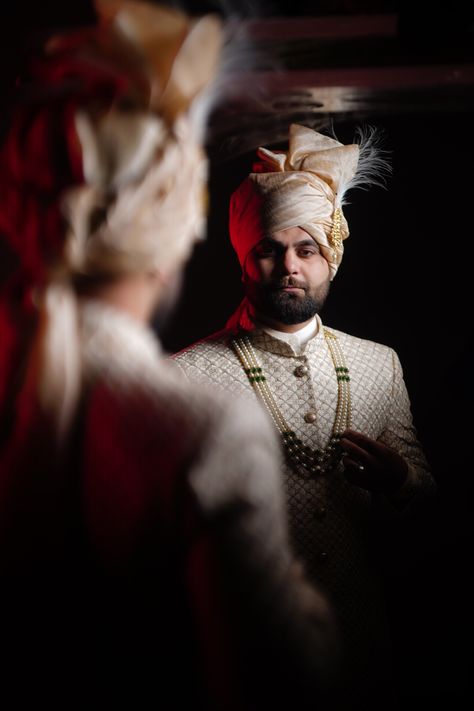 Groom Dressing Photography, Indian Groom Portraits, Groom Dress Shoot, Indian Groom Getting Ready Pictures, Indian Wedding Groom Poses, Wedding Groom Photoshoot, Indian Groom Photoshoot, Groom Get Ready Photos, Bride Groom Photoshoot Indian