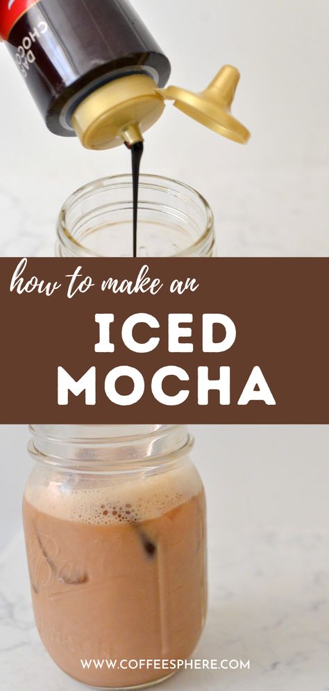 Iced Mocha At Home, Iced Mocha Latte Recipe, Chocolate Coffee Recipes, Chocolate Coffee Drinks, Mocha At Home, Iced Mocha Recipe, Easy Coffee Drinks Recipes, Iced Mocha Coffee, Mocha Coffee Recipe