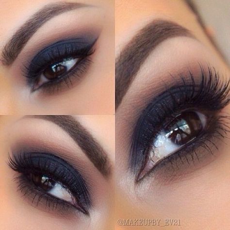 Navy Eye Makeup, Smokey Makeup, Makeup Tip, Linda Hallberg, Smink Inspiration, Beauty Make-up, Makijaż Smokey Eye, Makeup Guide, Eye Makeup Tips