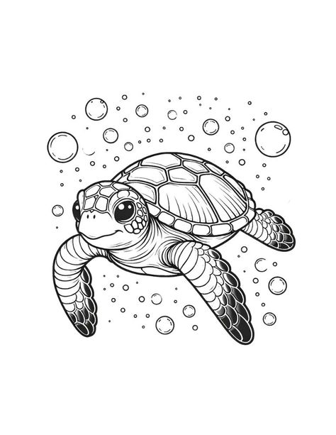 How To Draw A Sea Turtle, Turtle Mandala Tattoo, Sea Turtles Drawing, Sea Turtle Doodle, Cute Sea Turtle Drawing, Coloring Book Art Free Printable, Sea Turtle Sketch, Sea Life Coloring Pages, Drawing To Print