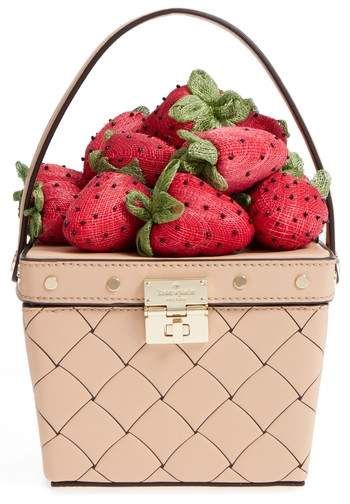 Kate Spade New York Picnic Perfect Strawberry Woven Leather Basket Bag New York Picnic, Kate Spade Strawberry, Strawberry Basket, Funky Purses, Novelty Handbags, Novelty Purses, Woven Leather Bag, Unique Handbags, Unique Purses