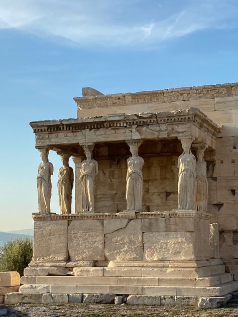 The cariatydes at the acropolis #1 #travel #traveltips #greece #athens Ancient Greek Aesthetic Wallpaper Laptop, Thebes Greece, Athens Aesthetic, Acropolis Greece, Things To Do In Athens, Athens Acropolis, Greece Athens, The Acropolis, Italy Tours