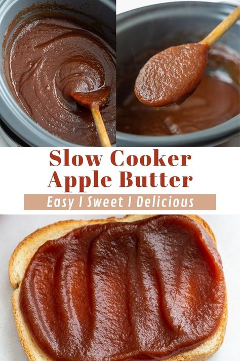 This Crockpot Apple Butter is so simple to make and results in the creamiest and sweetest apple butter with only 6 simple ingredients! Crockpot Apple Butter Recipe, Crockpot Apple Butter, Crockpot Apple, Apple Butter Crock Pot, Slow Cooker Apple, Slow Cooker Apple Butter, Apple Butter Recipe, Homemade Apple Butter, Slow Cooker Apples