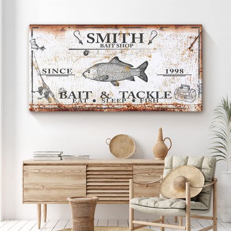 PRICES MAY VARY. Museum-Grade Quality -Premium Gallery-Wrapped Canvas Rustic Wall Art; No sagging, dents, accidental rips; Printed using UV-Resistant Ink with a neatly folded edge to complete that Rustic Fishing Sign Décor look! Hassle-Free - This Personalized Fishing Sign Home Decor Comes with Ready-to-Hang Hooks; Water-resistant wall decor print; Cleans easily using a damp cloth. Unique gifts for Dad, Grandpa, Father, Daddy, Grandfathers, Husband or yourself! Made in Florida - 100% produced in Ranch Wall Decor, Beach Farmhouse, Ranch Sign, Cattle Ranch, Cattle Brands, Cow Wall Art, Cattle Ranching, Cow Canvas, Personalised Canvas