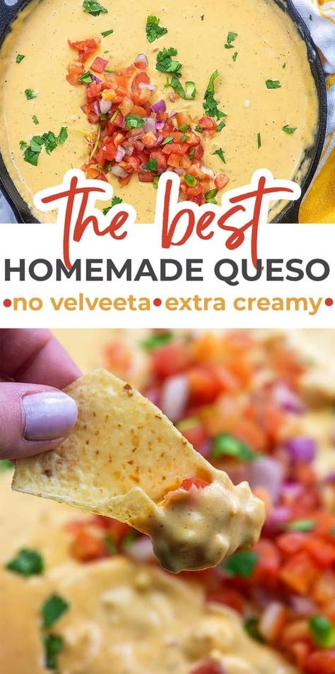 Homemade Queso Dip, Homemade Queso, Cheese Queso, Queso Dip Recipes, Queso Recipe, Queso Cheese, Queso Dip, Cheesy Recipes, Buffalo Chicken Dip