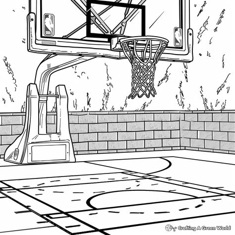 Basketball Drawing Ideas, Basketball Court Drawing, Court Drawing, Basketball Coloring Pages, Basketball Drawings, Kindergarten Coloring Pages, Butterfly Plants, Diy Birthday Party, Natural Toys