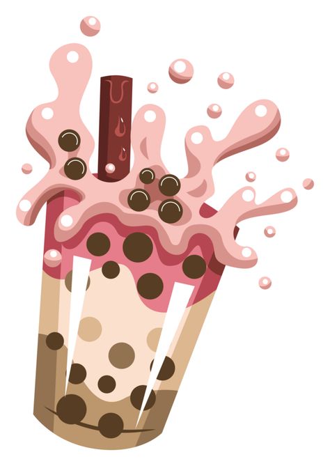 Boba Tea Illustration, Bubble Tea Illustration, Bubble Tea Logo Design, Boba Animated, Bubble Tea Shop, Tea Illustration, Cartoons Png, Tea Bar, Tea Brands