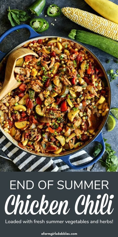 Easy Chicken Chili Recipe, Chicken Chili Recipe Easy, Easy Chicken Chili, Summer Chicken, Healthy Sweet Snacks, Summer Vegetables, Summer Veggies, Chili Recipe Easy, Chicken Chili Recipe