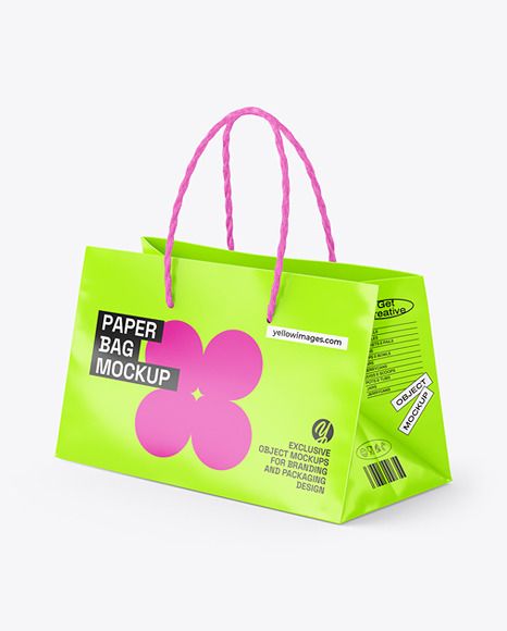 Glossy Paper Shopping Bag Mockup Bag Paper Design, Shopping Bag Branding, Package Mockup Free, Shopping Bag Design Packaging, Make Up Bags Ideas, Packaging Design Bag, Packaging Bag Design, Cool Packaging Design, To Go Packaging