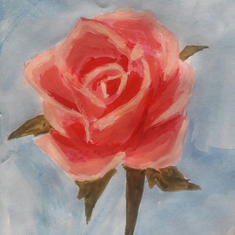 Rose Painting Reference, Rose Oil Pastel Drawing, Rose Painting Simple, Oil Pastel Roses, Rose Painting Ideas, Oil Pastels Flowers, How To Paint A Rose, Rose Drawing Watercolor, Rose Oil Pastel