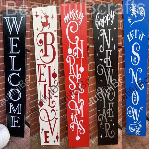 Wooden Welcome Signs, Front Porch Signs, Christmas Signs Wood, Christmas Wood Crafts, Holiday Signs, Lincoln Park, Porch Sign, Christmas Porch, Snow Winter