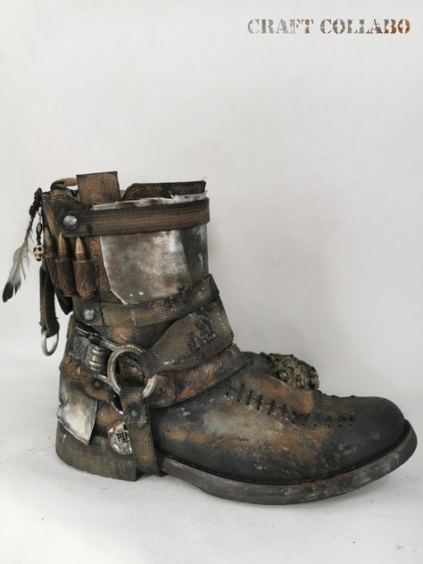 Post Apocalyptic Boots, Miner Outfit, Desert Apocalypse, Wasteland Outfit, Warrior Boots, Wasteland Fashion, Post Apocalyptic Outfit, Post Apocalyptic Clothing, Wasteland Warrior