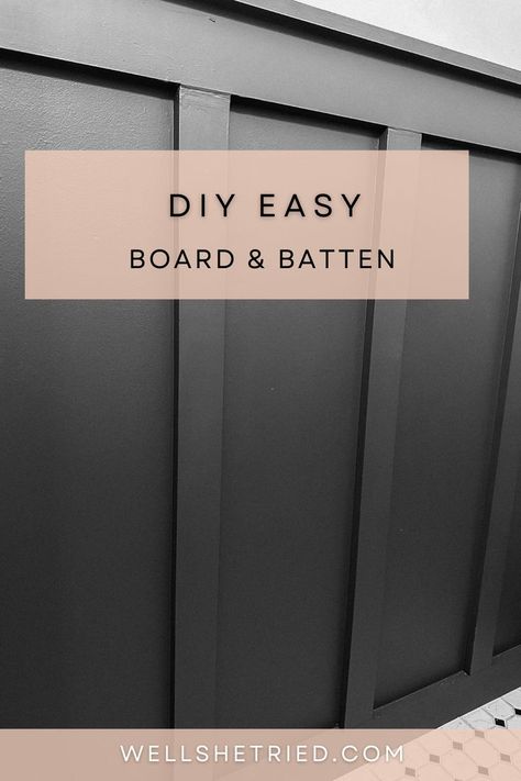 How To Make A Board And Batten Wall, How To Do A Board And Batten Wall, Tricorn Black Board And Batten, Farmhouse Accent Wall Decor, Board And Batten Wall How To, Board And Batten Materials, How To Board And Batten, Installing Board And Batten Wall, Diy Wall Batten