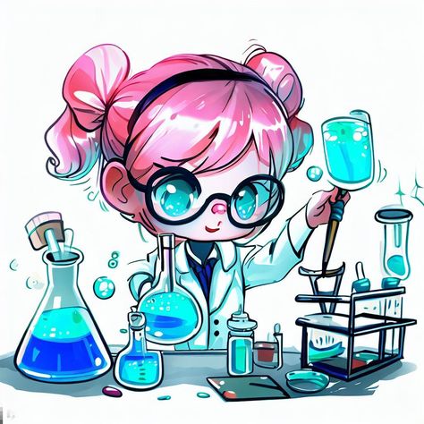 science girl cartoon Cute Scientist Cartoon, Chemistry Lab Illustration, Science Cartoon Drawings, Chemistry Cartoon, Esqueleto Aesthetic, Scientist Drawing, Scientist Illustration, Cartoon Scientist, Lab Illustration