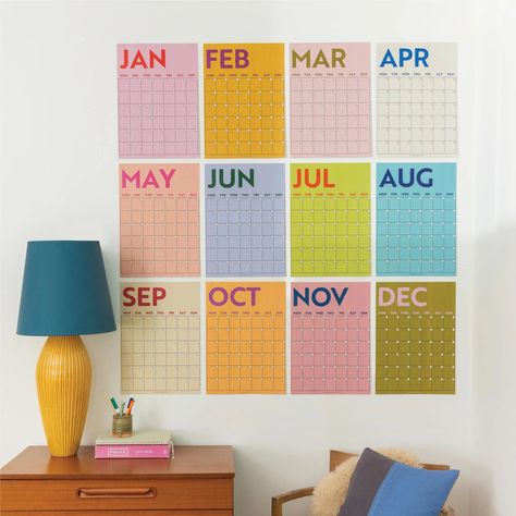 Large Monthly Undated A3 Wall Planner | 12 Pages | Colourburst– Once Upon a Tuesday Organisation, Wall Planner Ideas, Calendar Palette, Add Planner, Diy Calendar Wall, Calendar Design Layout, Calendar Design Inspiration, Full Calendar, Weekly Planner Pad