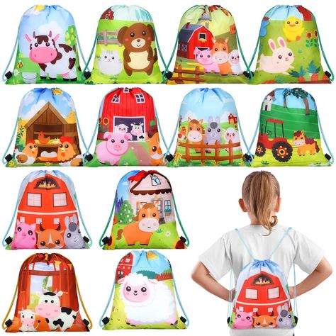 PRICES MAY VARY. Farm Themed Birthday Party Supplies: you will get 24 pieces of drawstring party favor bags in 12 different styles, 2 pieces each, measuring about 30 x 25 cm/ 12 x 10 inches, ample quantity and right size can fully meet your child's needs Cute Farm Animals: farm birthday party supplies are printed in 12 different patterns, including pigs, sheep, cows, chickens, bunnies, farmhouse, etc., which are cute and fun, full of childlike innocence, suitable for boys and girls Fine Workmans Tractor Party Favors, Animal Party Favors, Farm Animal Party, Goodie Bags For Kids, Baby Shower Gift Bags, Farm Themed Birthday Party, Bags For Kids, Animal Backpacks, Farm Animal Birthday