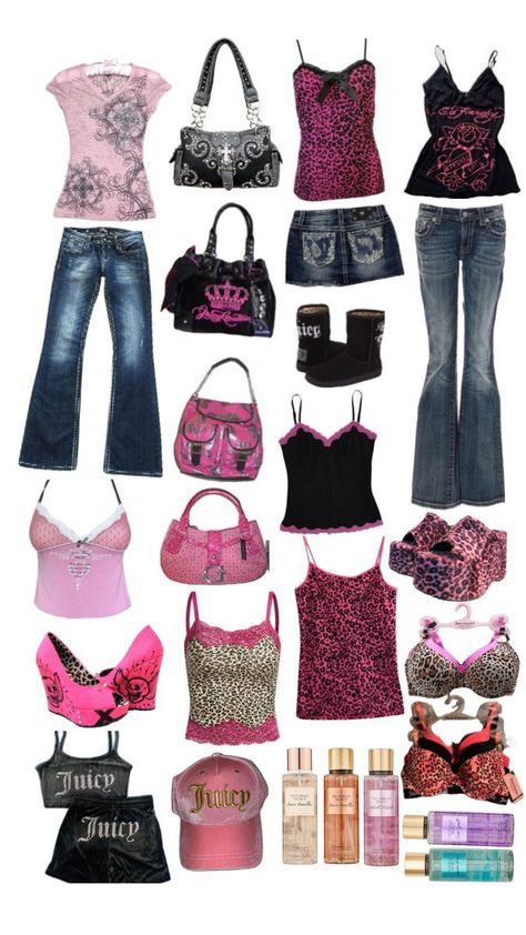 Juicy Couture Y2k Outfit, Juicy Couture Aesthetic Outfits, Victoria's Secret 2000s, Victoria Secret Y2k, Y2k Mcbling Fits, True Y2k Fashion, Mcbling Shein Finds, Dark Mcbling Outfits, Y2k Pink Clothes