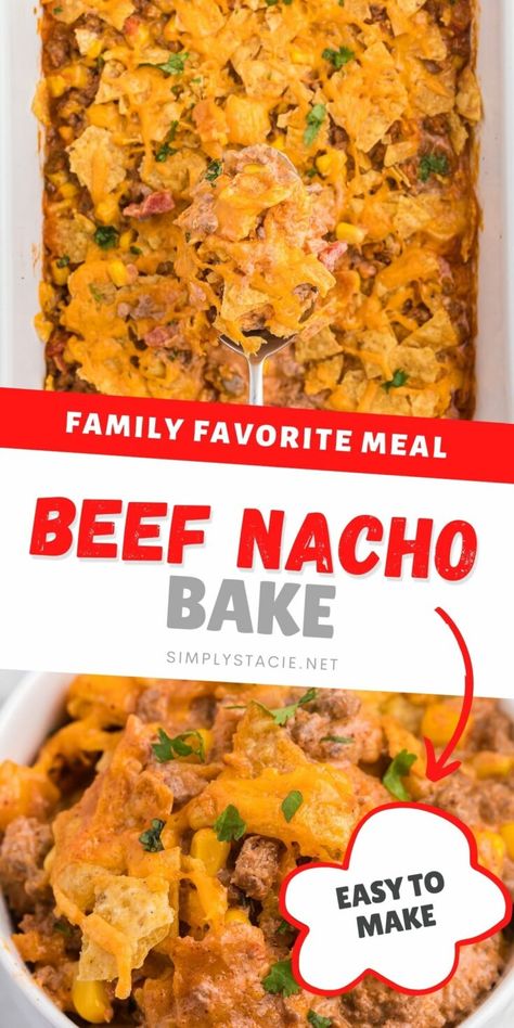 Nacho Bake, Nacho Casserole, Nachos Recipe Beef, Baked Nachos, Slow Cooker Beef Stroganoff, Chipped Beef, Nachos Beef, Baked Casserole, Taco Night