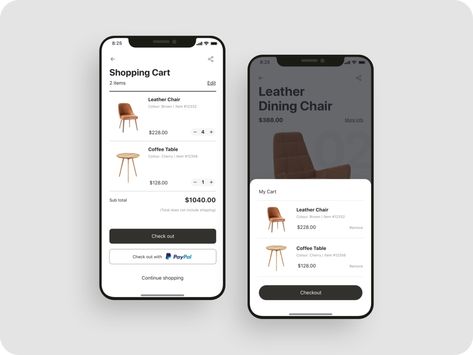 Shopping cart app UI design by Interface Market Beer App, Mobile Phone Shops, Ui Design Trends, App Interface Design, Ecommerce Shop, Mobile Web Design, Mobile Ui Design, App Design Inspiration, Mobile App Ui