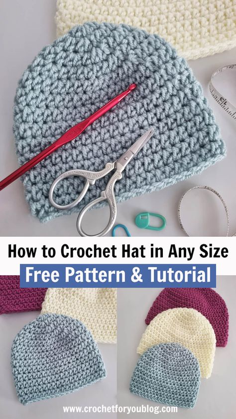 How to Crochet Hat in Any Size - free pattern & tutorial Magic Circle Hat Pattern, Crochet Hats Free Pattern In The Round, Beginner Hat Crochet Pattern, Crochet Hats Free Pattern Size 4 Yarn, Free Crochet Hat Patterns For Women Beanie, How To Crochet A Hat Step By Step, Bottom Up Crochet Hat Free Pattern, Crochet Hats Free Pattern Easy Kids, How To Crochet Hat