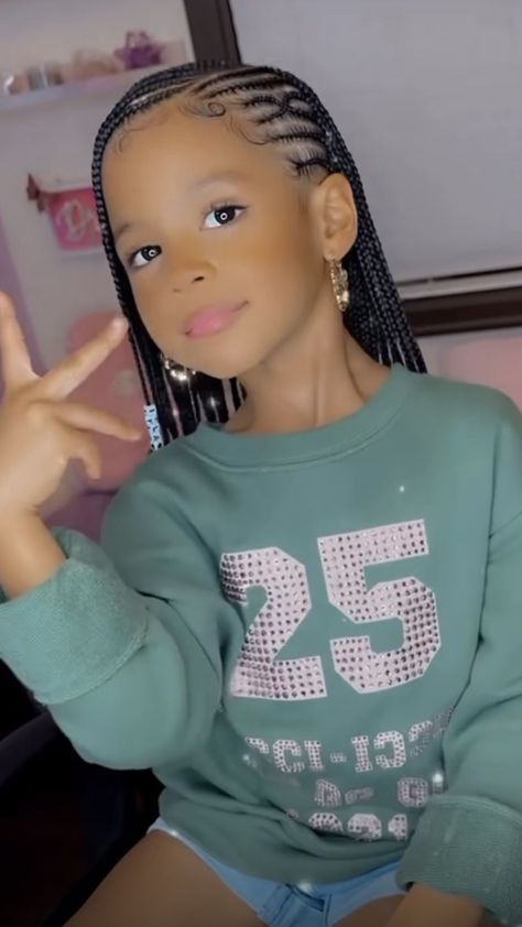 Hair Style For Black Kids Girl, Valentines Braids For Kids, Braids On Toddler Girl, Braids On Little Black Girls, Cornrow Kids Hairstyles, Braids For 9 Yrs Old, Fulani Braids Hairstyles Kids, Little Black Girls Braided Hairstyles For Kids Natural, Fulani Braids Kids Hairstyles