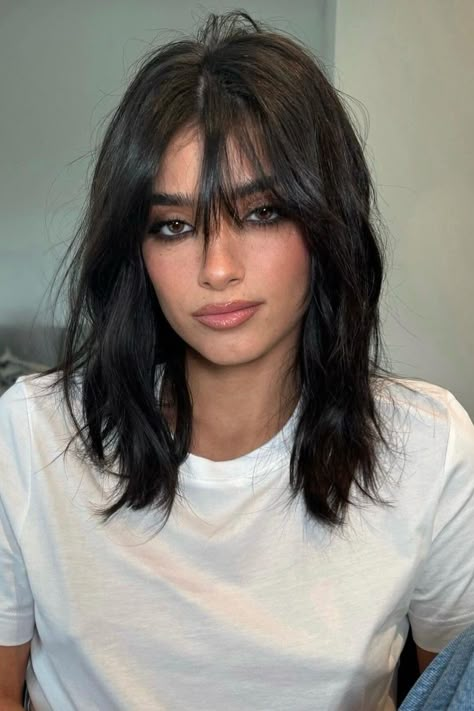 30 Wolf Cut Hairstyle Ideas Trending in 2024 | Marie Claire Shaggy Brunette Hair, Cute Shaggy Haircuts, Mid Shag Haircut, Long Bob Styling, Shaggy Haircuts Straight Hair, Long Bobs Haircuts, Shag Haircut Women, Mid Length Shag Haircut, Straight Hair Shag