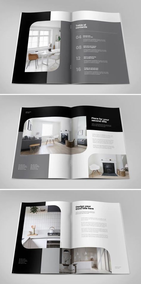 Interior Design Catalogue Ideas, Architectural Catalogue Design, Profile Magazine Layout, Minimal Catalogue Design, Interior Catalogue Design, Interior Design Catalogue Layout, Interior Catalog Design Layout, Minimal Magazine Design, Minimal Catalog Design