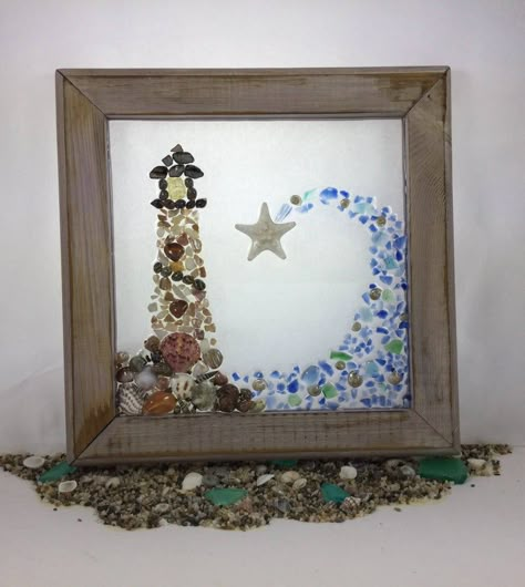 Resin Windows, Shell Mosaics, Sea Glass Window Art, Sea Glass Window, Broken Glass Crafts, Sea Glass Projects, Rocks Crafts, Rock Projects, Sea Glass Art Projects