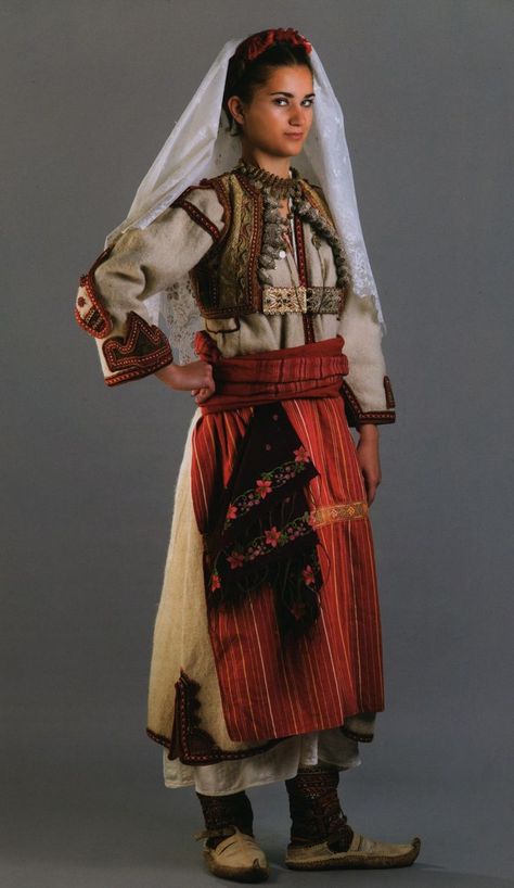 Albanian traditional clothing from the Shestan region of Montenegro Traditional Clothing Albania, South Albanian Traditional Clothing, Albanian Traditional Dress, Albania Clothing, Albanian Traditional Clothing, Albanian Costume, Traditional Clothing Around The World, Croatian Clothing, Albanian Traditional