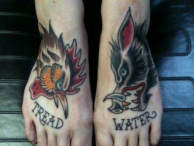 Rooster Tattoo Ideas, Tread Water, Sailing Tattoo, Chicken Tattoo, Rooster Tattoo, Pig Tattoo, Sailor Tattoos, Sailor Tattoo, Sailor Jerry Tattoos