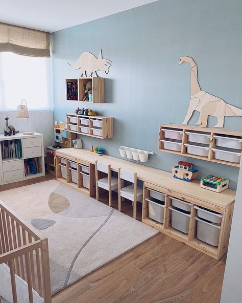 Ikea Trofast Boys Room, Playing Room Ideas, Storage Playroom Ideas, Trofast Kids Room, Playroom Ideas Boys, Kids Room For Two, Kids Bedroom Storage Ideas, Kid Room Organization, Kid Room Ideas