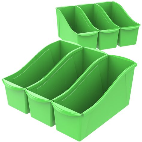 Storex Large Book Holder Bin,Green (6 units/pack) - Walmart.com Book And Magazine, Book Bin, Desktop Bookshelf, Book Bins, Yellow Case, File Holder, Flexible Seating, Plastic Organizer, Book Organization