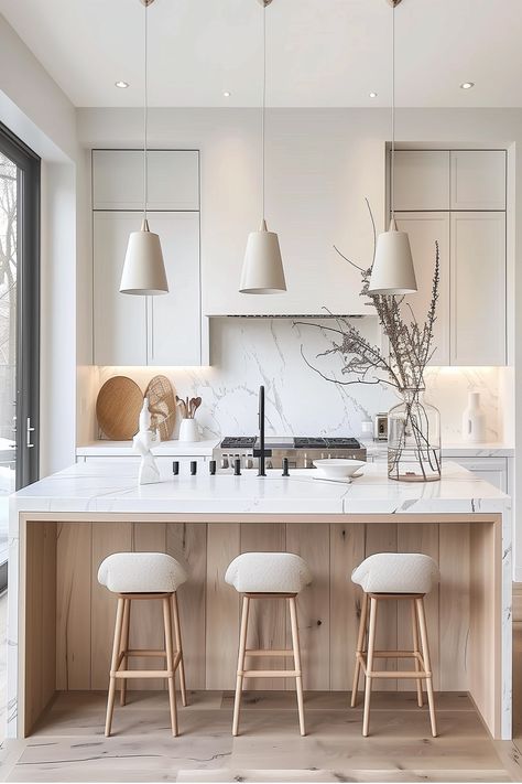 21 Wonderful Kitchen Island Ideas for Your Home - Remodr Small Kitchen Island Ideas, Japandi Kitchen, Small Cottage Kitchen, Kitchen Island Ideas, Small Kitchen Island, Minimalist Kitchen Design, Contemporary Kitchen Design, White Cabinetry, Island Ideas