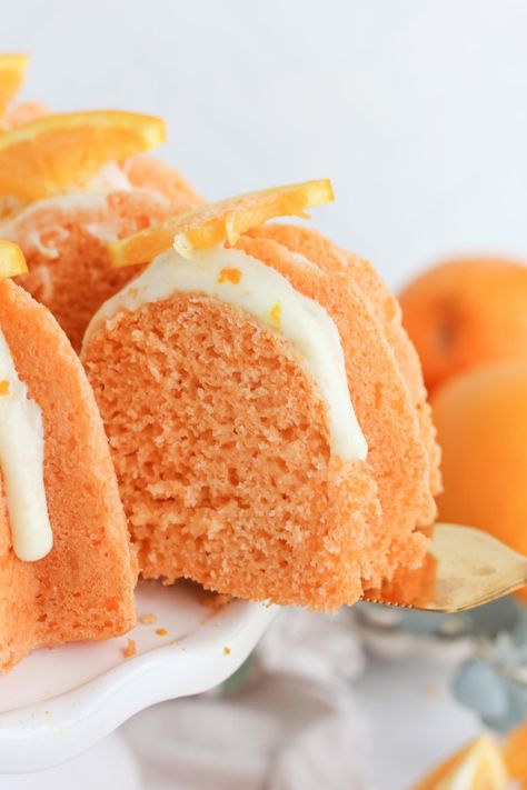 The Best Orange Bundt Cake with Orange Glaze - Baking with Blondie Summer Bundt Cake, Orange Crush Cake, Orange Bundt Cake Recipe, Orange Butter Cake, Bundt Cake Mix, Pudding Cake Mix, Baking With Blondie, Easy Bundt Cake Recipes, Creamsicle Cake