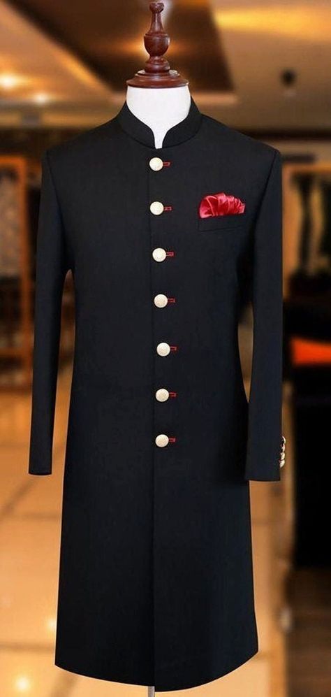 Sherwani Black, Achkan For Men, Black Sherwani, Suit For Men Wedding, Jodhpuri Suits For Men, Wedding Dinner Party, Sherwani For Men Wedding, Indian Wedding Gowns, Sherwani For Men