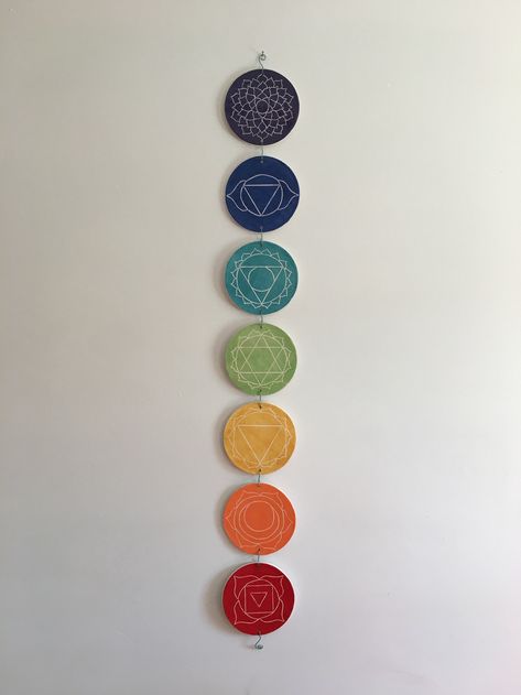 Chakra Wall Hanging, Chakra Decor, Chakra Art, Chakra Colors, Diy Wall Art Decor, Ceramic Pieces, Spiritual Power, Wall Hanging Diy, Clay Art Projects