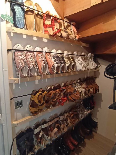 Wall Shoe Storage, Diy Shoe Storage, Closet Shoe Storage, Under Stairs Cupboard, Understairs Storage, Stair Storage, Home Organisation, Master Closet, Under Stairs