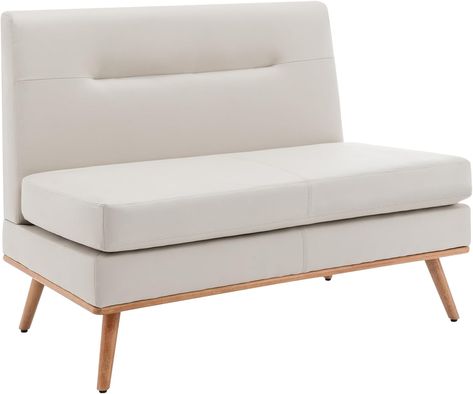 Amazon.com: Aklaus Upholstered Small Loveseat,Faux Leather Modern Mini Sofa Couch Love Seat Armless Settee Bench with Back for Living Room Bedroom Office Small Space Entryway Beige : Home & Kitchen Bench Banquette Seating, Small Space Entryway, Armless Settee, Mid Century Modern Settee, Bench Banquette, Leather Dining Bench, Small Loveseat, Mini Couch, Upholstered Settee