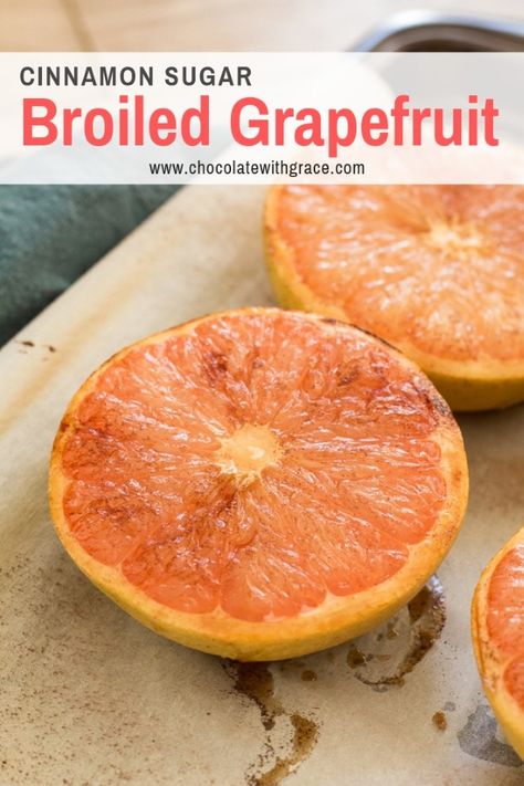 Broiled Grapefruit with Brown Sugar and Cinnamon. An easy, healthier dessert recipe #grapefruit #dessert Grapefruit Dessert, Broiled Grapefruit, Low Fat Vegan Recipes, Grapefruit Tea, Grapefruit Recipes, Coconut Ginger, Food Doodles, Easy Baking Recipes, Breakfast Treats