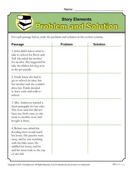 Problem Solution Activities, Problem And Solution Worksheet, Story Elements Worksheet, Walk To School, Environmental Problem, Problem Solution, Story Elements, Problem And Solution, Grade 3