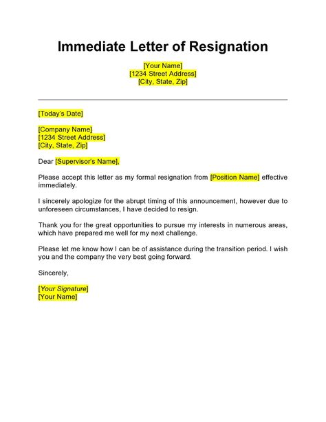 Resignation Letter Due To New Job, How To Write A Letter Of Resignation, Immediate Resignation Letter Sample, Examples Of Resignation Letters, Resignation Letter Quitting Job Simple, Immediate Resignation Letter, Example Of Resignation Letter, Resign Letter Format, Employee Resignation Letter