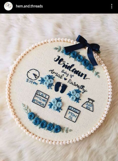 Newborn Embroidery Hoop, Baby Hoop Embroidery, Newborn Baby Embroidery Hoop, Baby Hoop Art, Diy Hand Embroidery Letters, Baby Embroidery Hoop, Diy Embroidery Thread, Newborn Embroidery, Embroidery Hoop Art Diy