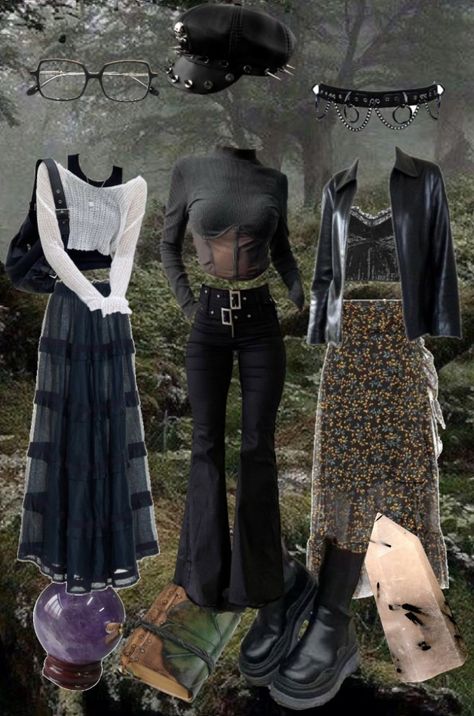 Goth Witch Outfits Aesthetic, Witch Aesthetic Outfit Winter, Baggy Witch Outfit, Witch Closet Ideas, Whismgothic Aesthetic Outfits, 90 Witch Aesthetic, Goth Hippy Aesthetic, The Craft Clothes, Witchy Aesthetic Clothing