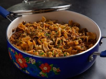 Beef Noodle Skillet Recipe | Ree Drummond | Food Network Beef Noodle Skillet, Ree Drummond Recipes, Dinner Beef, Creamed Beef, Noodle Recipe, Recipe Beef, Hamburger Helper, Ree Drummond, Beef And Noodles