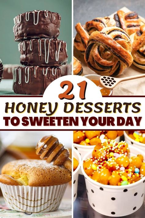 These honey desserts will make your day even sweeter! From cookie bars to truffles to cupcakes, these treats are sure to create a buzz. Desserts Sweetened With Honey, Desserts Made With Honey, Desserts With Honey, Honey Dessert Recipes, Honey Recipes Dessert, Recipe Using Honey, Honey Dessert, New Orleans Recipes, Honey Candy