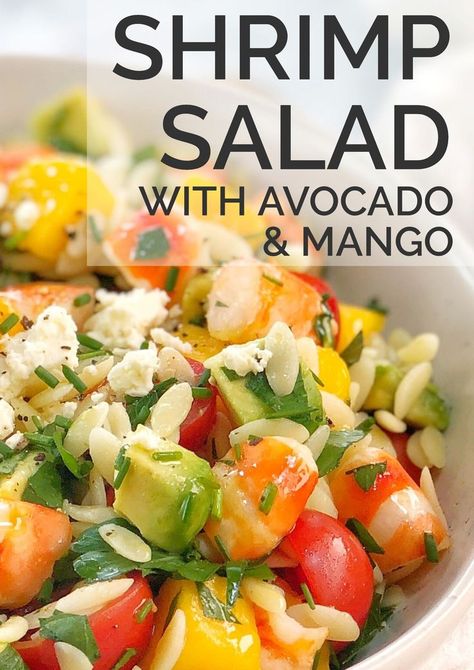 Easy Shrimp Pasta Salad, Prawn Mango Salad, Shrimp Mango, Easy Shrimp Pasta, Lamb Salad, Shrimp Pasta Salad, Prawn Salad, Shrimp Salad Recipes, Salad With Avocado