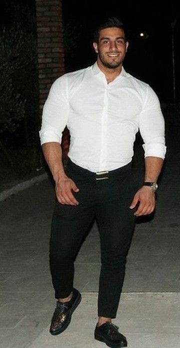 Muscular Men Fashion, Formal Dress Code, Shirt Outfit Men, Beefy Men, Muscle Shirt, Gay Fashion, Light Blue Shirts, Muscle Shirts, Men In Uniform